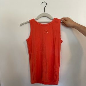 peach! colored tank top with rinestone flower
